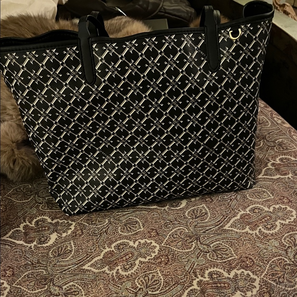 Polo Ralph Lauren Black and White Patterned Tote
